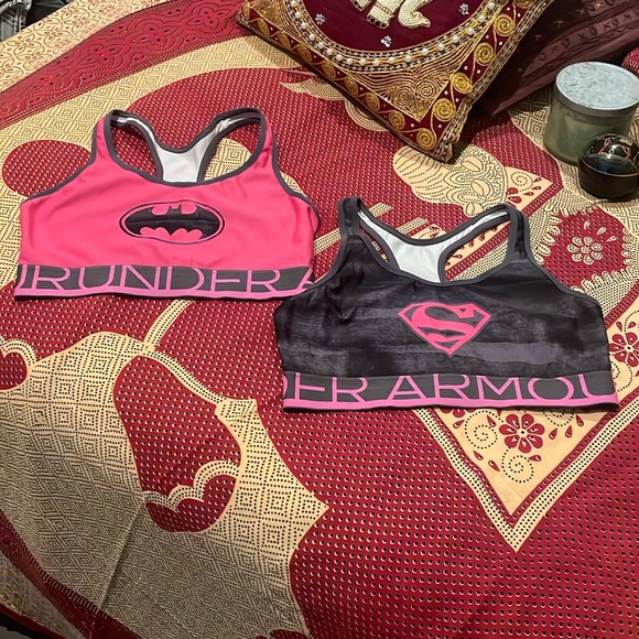 Under Armour Heat Gear Superman and Batman Sports Bras - set of 2 - Picture 1 of 7